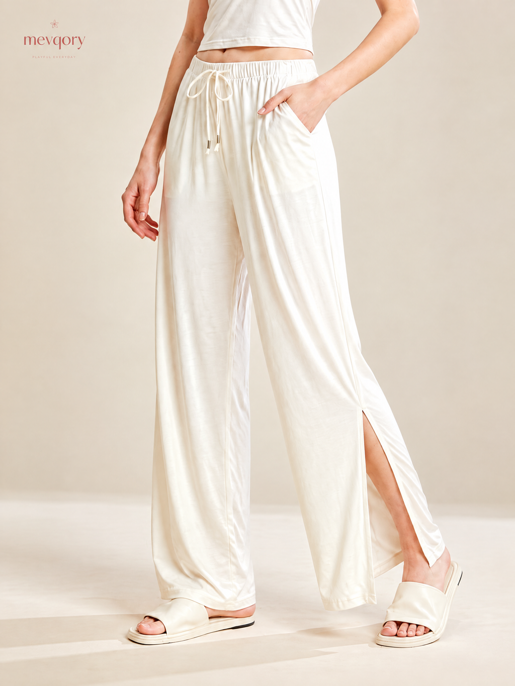 Sunwashed Wide-Leg Drawstring Pants