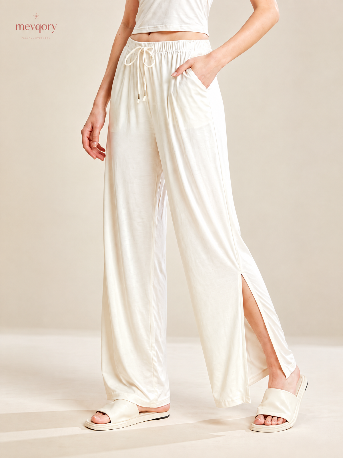 Sunwashed Wide-Leg Drawstring Pants